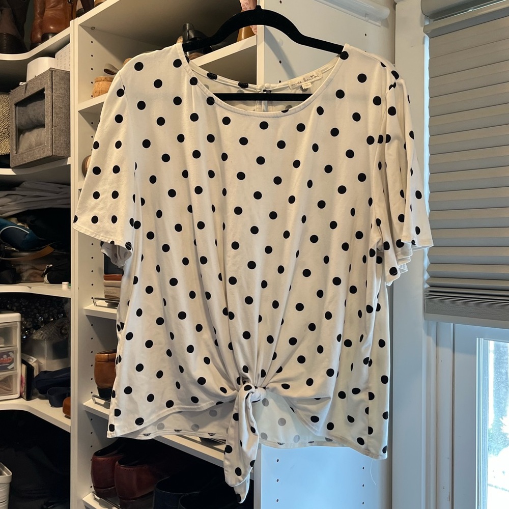 Polka Dot Tie-Front Tee